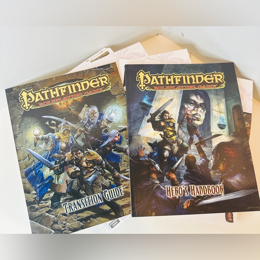Set of 2 Pathfinder Books Hero's Handbook & Transition Guide W/ Character Sheets